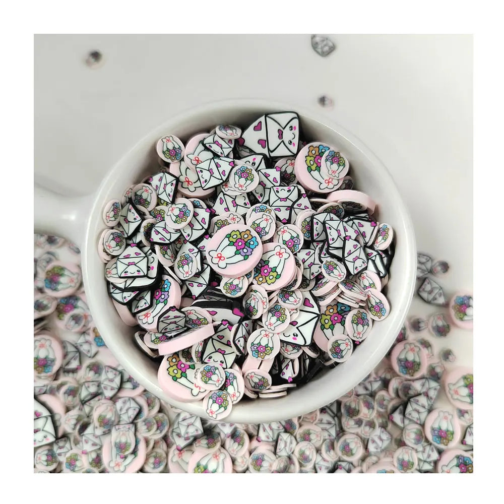 New Popular Valentine's Day Series Polymer Clay Lovely Envelope Flower Bouquet Hot Clay Sprinkles for DIY Making Slime Nail Art