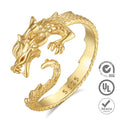 Merryshine Wholesale Gold Plated 925 Sterling Silver Bulk Vintage Men Adjustable Cock Flying Dragon Head Finger Ring