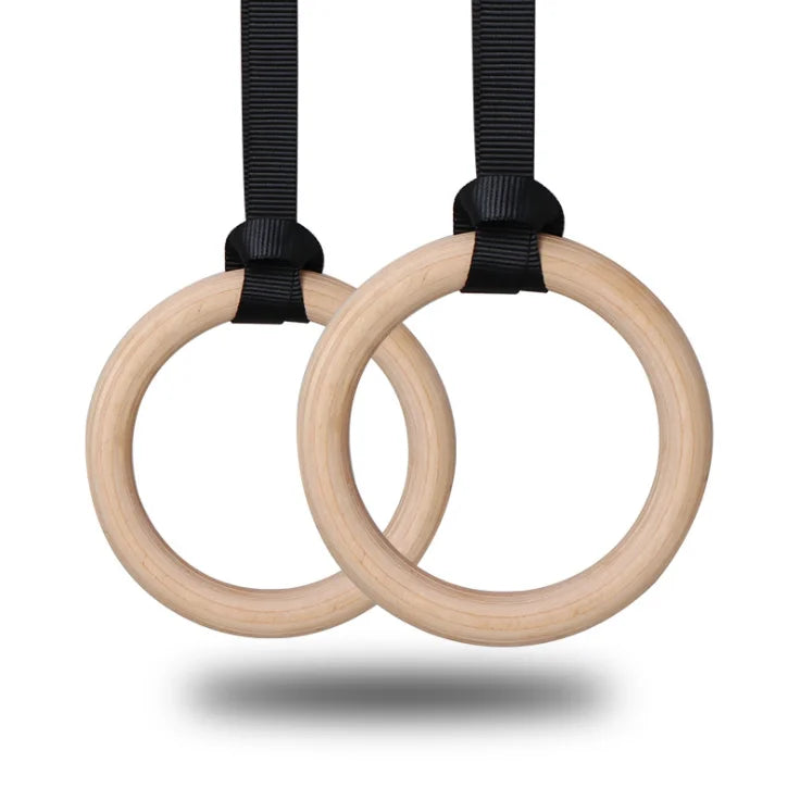 32mm Adjustable Wooden Gym Ring for Indoor Fitness Home Gymnastics Body Exercise Pull Ups Dips Workouts Sports Entertainment