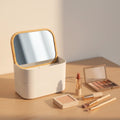 Bamboo Fiber 2-Tier Eco-friendly Folding Jewelry Storage Box with Mirror Lid for Office & Living Room