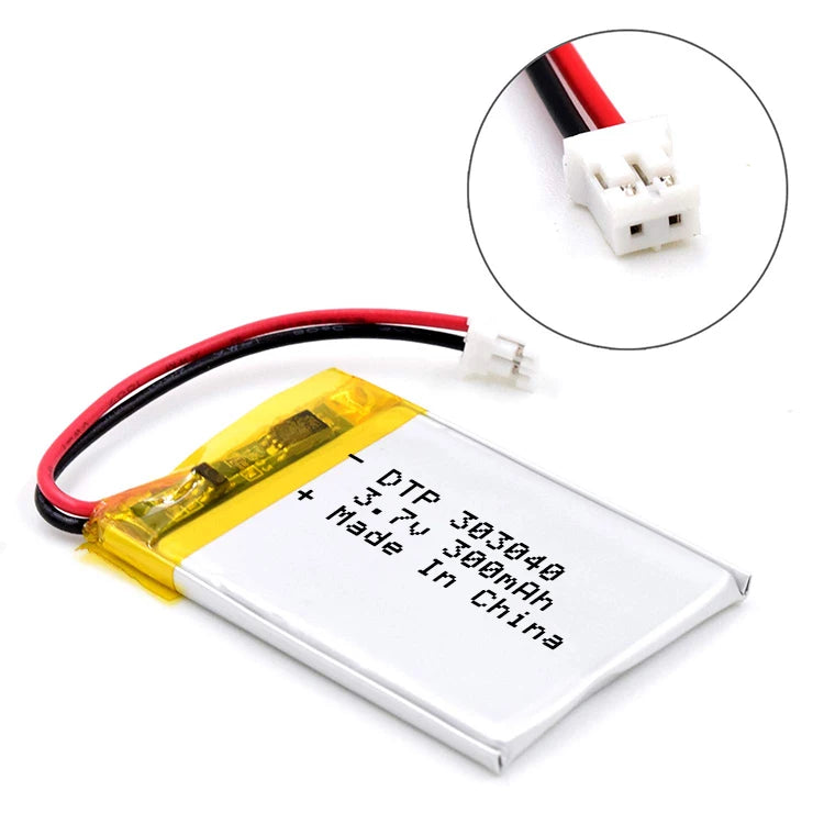 Factory Supply Lithium Polymer Batteries DTP303040 3.7v 300mah Rechargeable Lipo Battery for Wearing Headphones