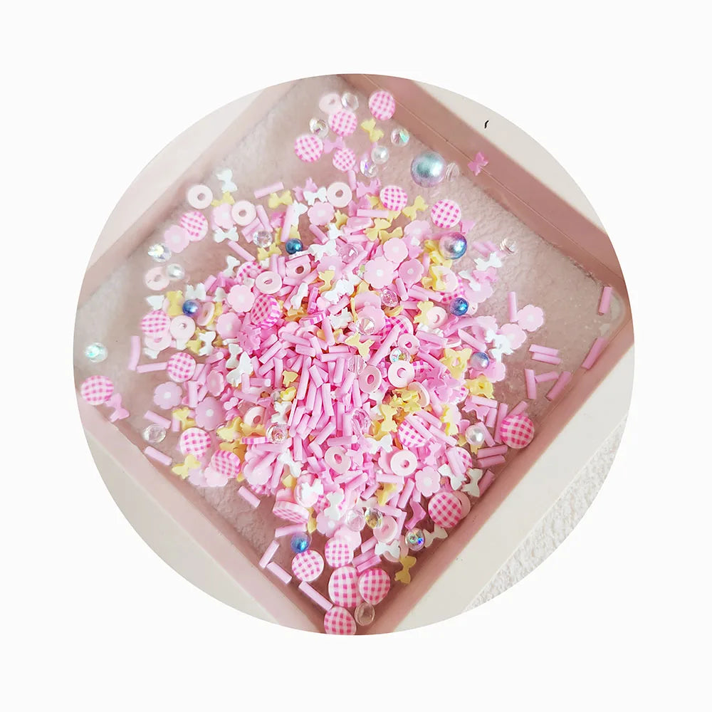 500g Mixed Pearl Rhinestone Flowers Butterfly Slices Polymer Clay Sprinkles for Crafts DIY Slime Shaker Cards Filler Accessories