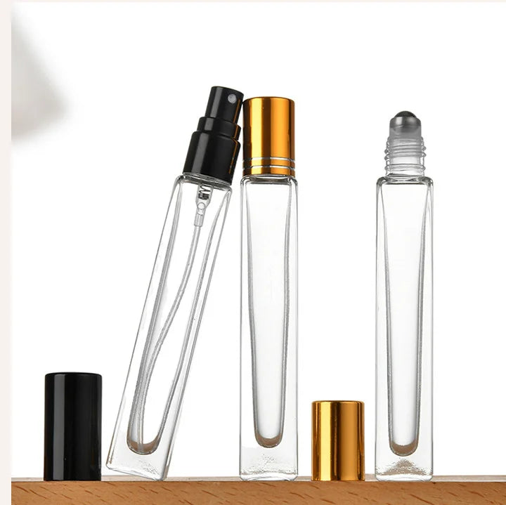 10mL Fashionable Empty Transparent Glass Essential Oil Bottles with Roller Ball for Daily Life