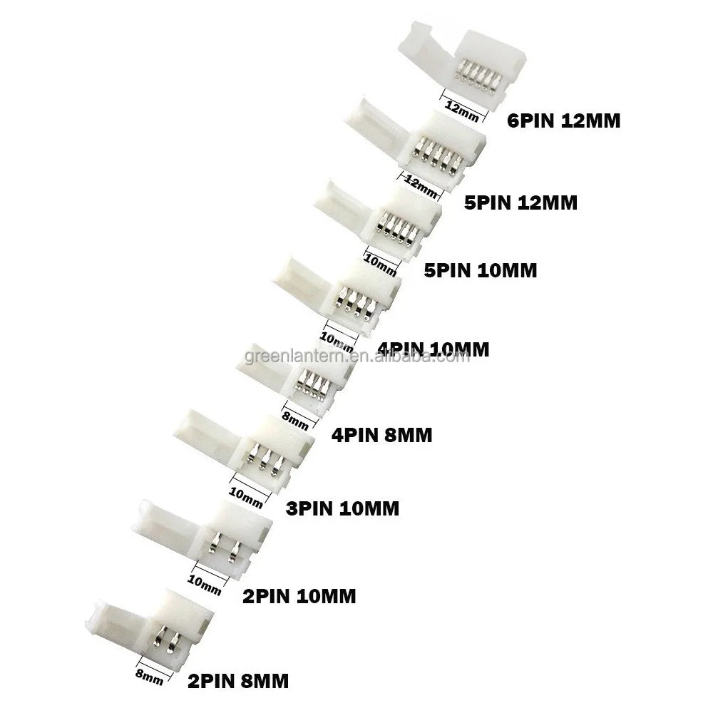 LED Connector 2Pin 3Pin 4Pin 5Pin 6Pin Solderless Straight for 8mm 10mm 12mm 5050 3528 WS2811 WS2812B 5630 5730 LED Strip Light