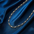 RINNTIN LZN19 European and American Stacked Round Diamond S925 Silver Paper Clip Necklace Collarbone Chain Wedding Jewelry