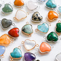 Fashion Natural Healing Gemstone Heart Lapis Lazuli Stone Pendant Rose Quartz Crystal Heart Connector for Wedding Party