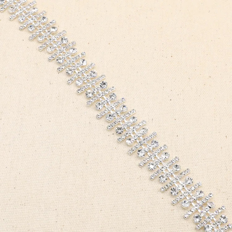 Rhinestone Metal Cup Chain Beaded Trim 10cm for Shoes & Sandals Garment Accessories