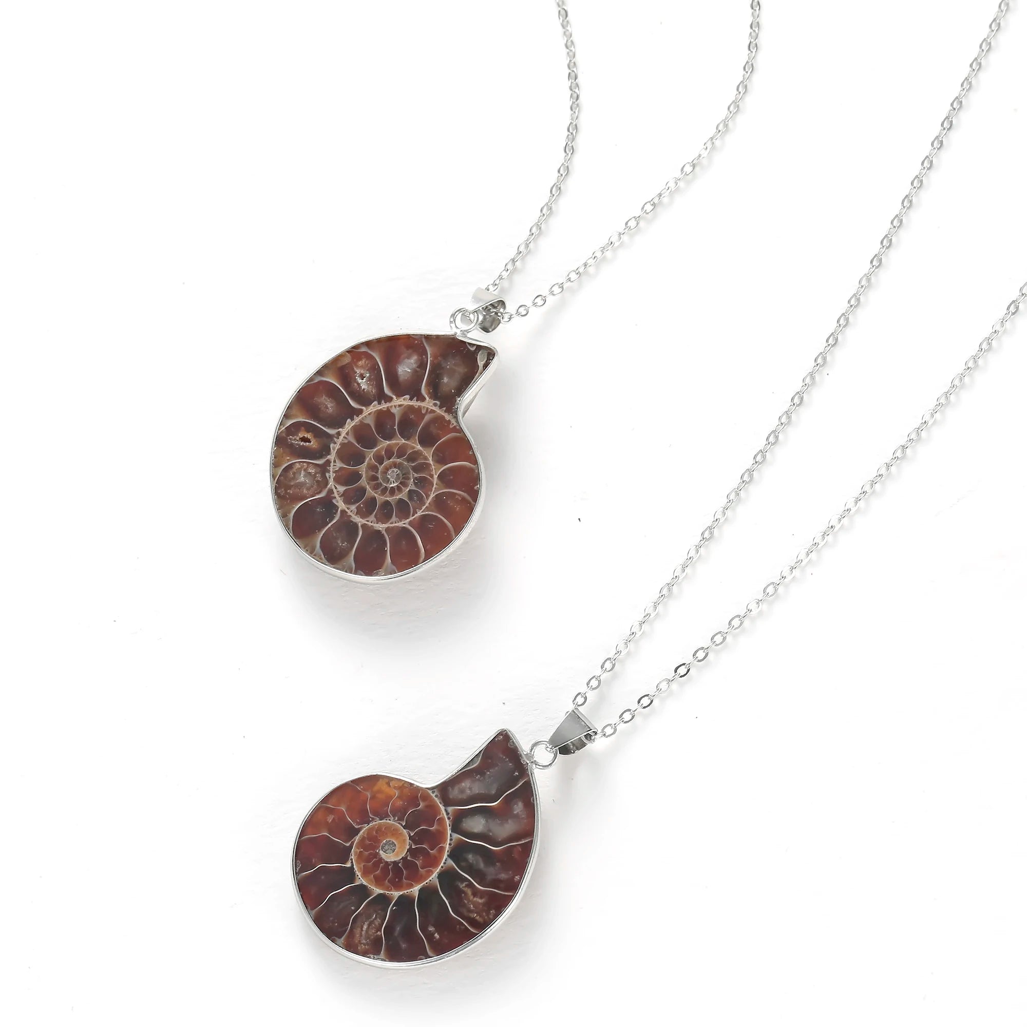 Charm Handmade Natural Conch  Ammonite Silver Wrapped Pendant Shell Necklace for Women Jewelry