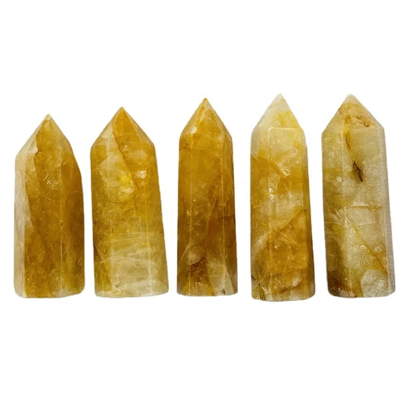 Wholesale Natural Yellow Fire Quartz Points Crystals Healing Hematoid Quartz Tower
