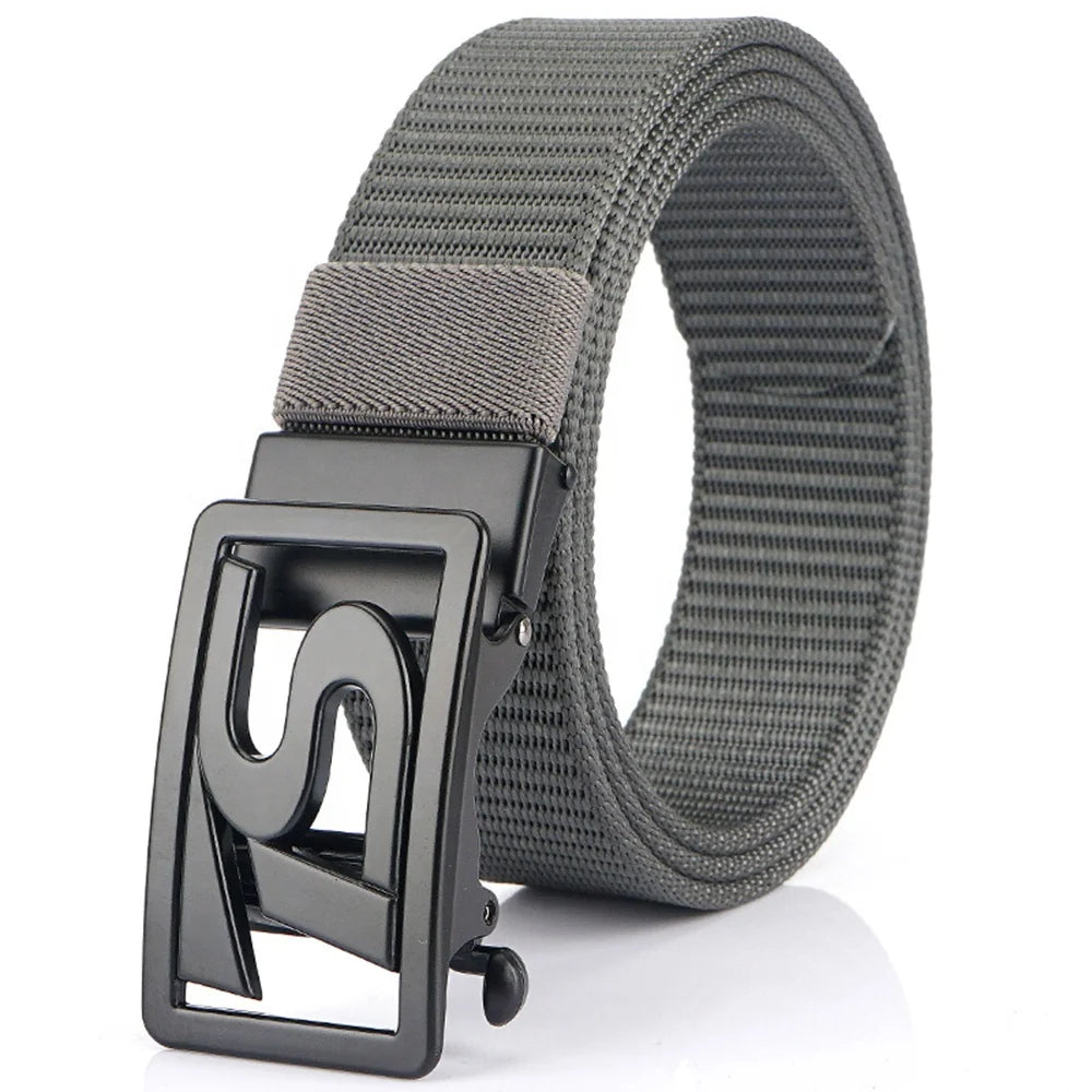 Wholesale New TUSHI Men's Western Nylon Ratchet Dress Business Belt with Automatic Zinc Alloy Buckle Outdoor Model 3.4-116