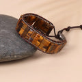 Bohemian Handmade Tiger Eye Stone Leather Wrap Natural Stone Bead Bracelet SKB024
