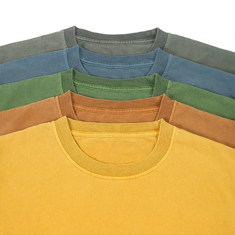 PRINTFUN 2021 Summer Men's Solid T-Shirts 100% Cotton Sublimation Transfer Print Short Sleeve Loose Fit 240gsm O-Neck