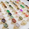 Fashion Artificial Stone Amethyst Ring Multi Kinds Agate Quartz Rose Finger Rings Women Man Vintage Jewelry Bulk
