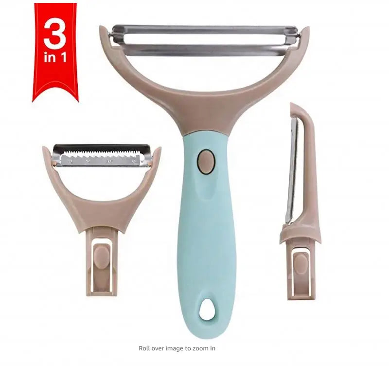 3-Piece Multifunctional Veggie and Fruit Peelers Magic Trio 3 in 1 Slicer Peeler Set
