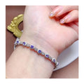 New Design Italian Charm 925 Sterling Silver Natural Tanzanite Beaded Fashion Women's Bracelet Bangles