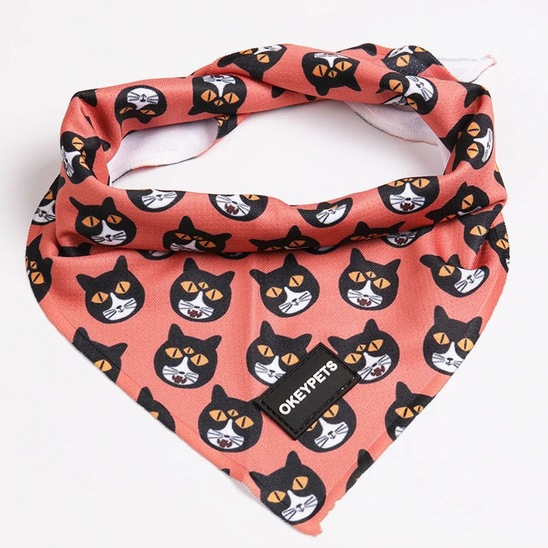 Okeypets Orem Custom Print Cute Dog Bandanas Scarf Polyester Wholesale Pet Plain Dog Bandana Triangle