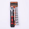 12Pcs 3/8 Automotive Bicycle Motorcycle Hand Tool Box Set Complete Ratchet Socket Driver Tool Set Cycling Rering Kit