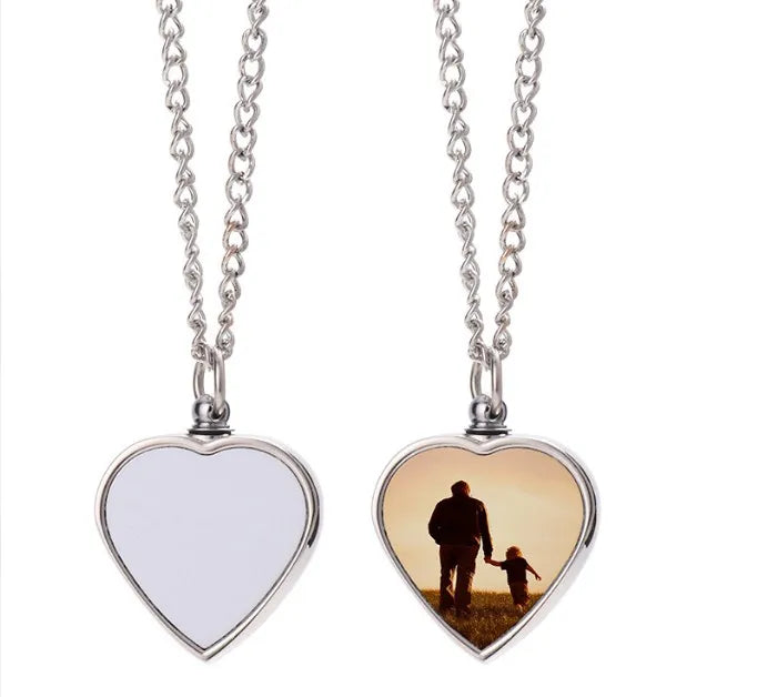 RubySub Heart Cremation Sublimation Necklace Memorial Ashes Keepsake/Urn Necklace With Filling Tool