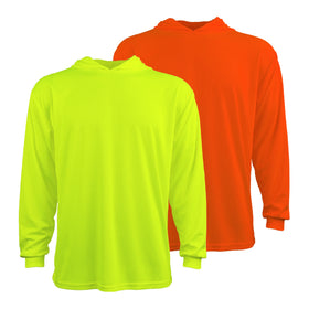 Customized logo Minimalist Style Long Sleeve Men Safety Hoodies in Stock Hi Vis Breathable Bird Eye Solid Color Safety T Shirt