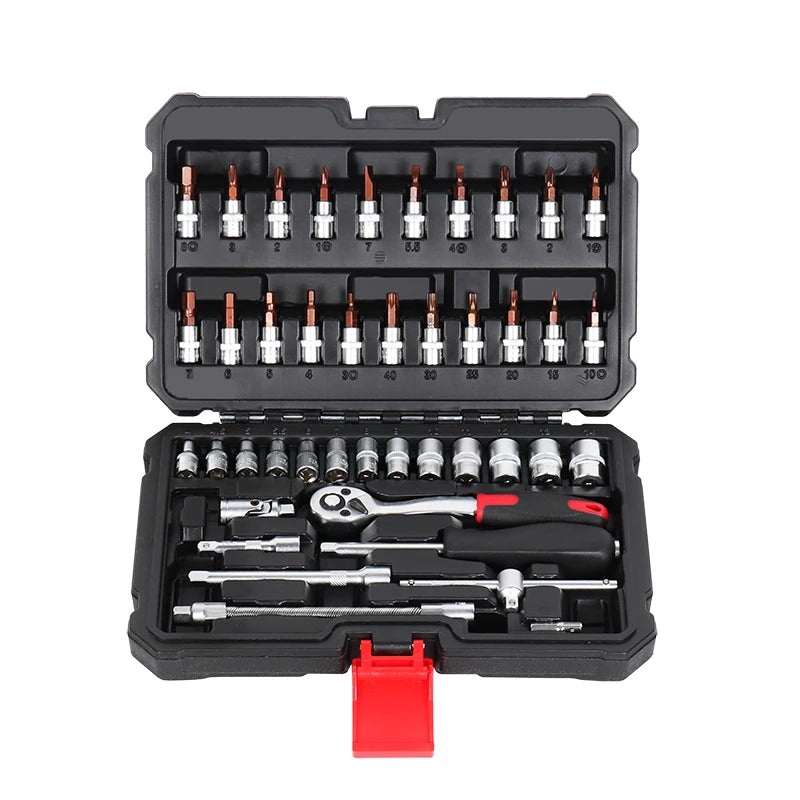 46PCS High Quality Cr-V Tool Box Set Socket Wrench Ratchet Hand OEM Auto Repair Kit