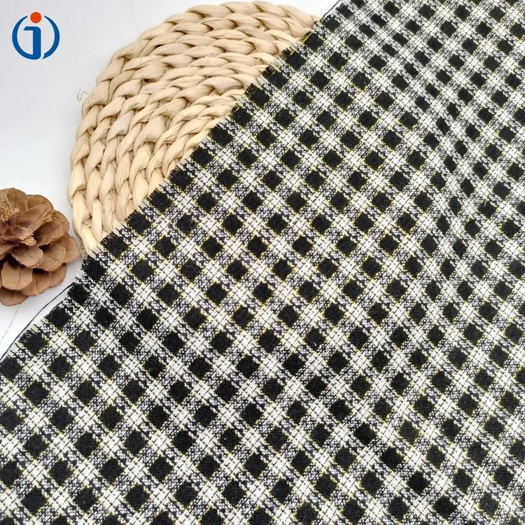 Hot Selling 90%Polyester 10%Metallic 365G/M Woven Plaid Yarn Dyed Tweed Fabric for Winter Coat
