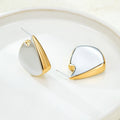 YF3984 Irregular Geometry Stainless Steel Jewelry 18k Gold Plated Fish Fin Smooth Two Stone Simple Women  Earrings