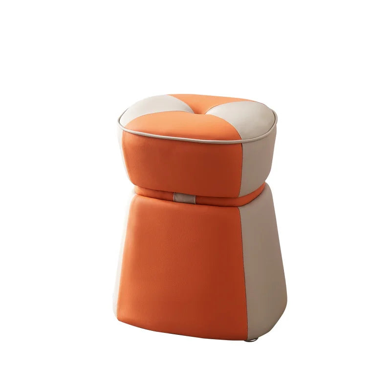 High Quality Wooden Leather Stool Modern Chinese Design Apartment Bedroom Dressing Table Tea Stool Living Room Furniture