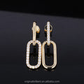 Starsgem Women Statement Jewelry 9K Gold Long Rectangle Drop Lab Diamond Moissanite Earrings