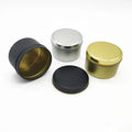 Custom Printed 8oz Black Silver Gold Seamless Candle Tins Candy Tea Coffee Metal Tin Can 8oz Matte Black Candle Tin with Lids