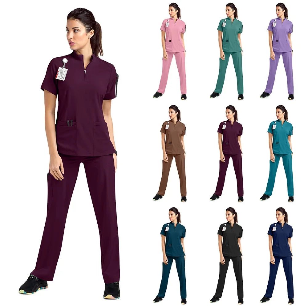 Hot Sell Cheap High Quality Dental Hospital OEM Logo Doctor Nurse Scrubs Uniform Women Men Medical Scrubs Top Pants Sets