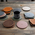 Waterproof Leather Coaster and Placemat 10 cm Stone Table Desk Mat for Indoor Use for Home Decor Kitchen Weddings Parties