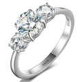 Dropshipping Wedding Jewelry Gift 925 Sterling Silver VVS Moissanite Diamond Three Stone Engagement Ring for Women Girls MegaBDM