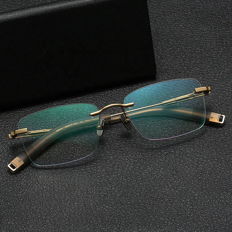 80814 Wholesale Pure Titanium Eyeglasses Rimless Optical Frame Eyewear Frame Spectacle Frameless Glasses Eye Glasses Eyewear