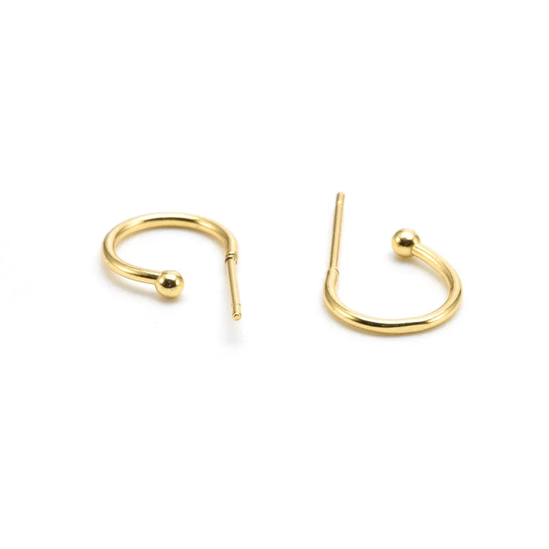 Women's Luxury Fine Stainless Steel Earrings Gold Plated Geometric Pattern Studs Hypoallergenic for Weddings and Parties