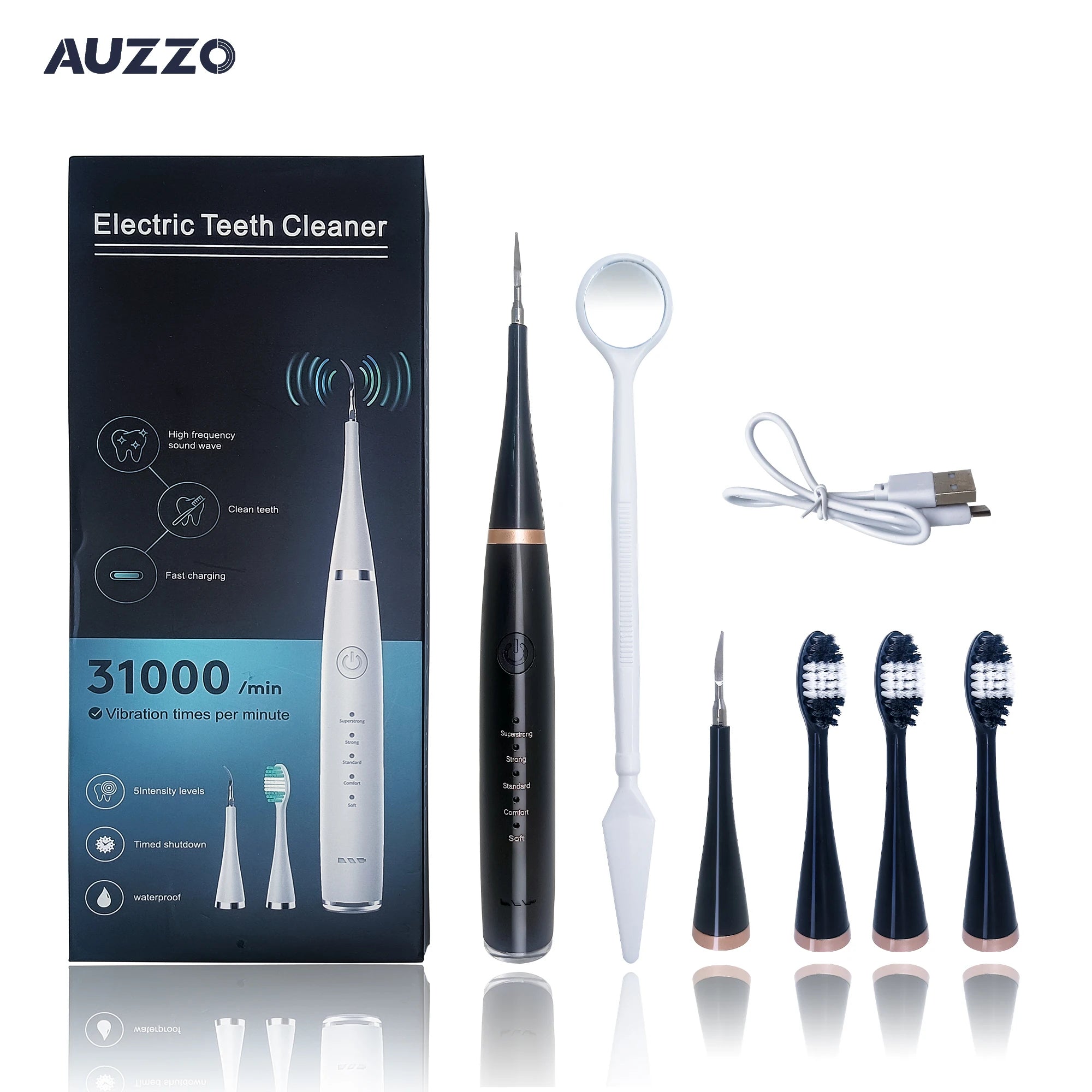 AUZZO Electric Sonic Toothbrush Portable Smart Charging Gift Waterproof Travel Protection Teeth Sonic Automatic Brush