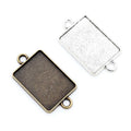 18x25mm Inner Size Rectangle Antique Silver Plated Bronze Cameo Cabochon Base Setting Pendant Necklace Findings