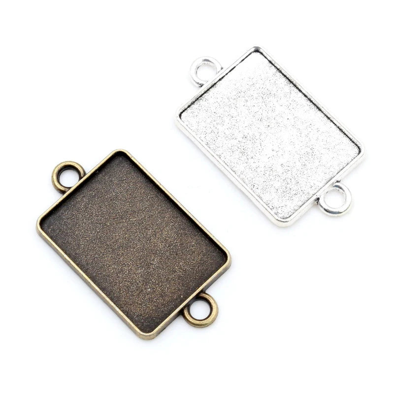 18x25mm Inner Size Rectangle Antique Silver Plated Bronze Cameo Cabochon Base Setting Pendant Necklace Findings