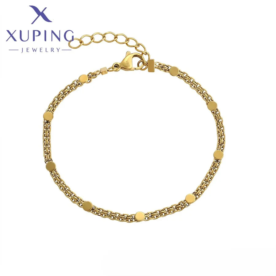 T000959316 XUPING JEWELRY 14K Gold Color Simple Cool Stainless Steel Other Fine Fashion Friendship Jewelry Women Bracelet