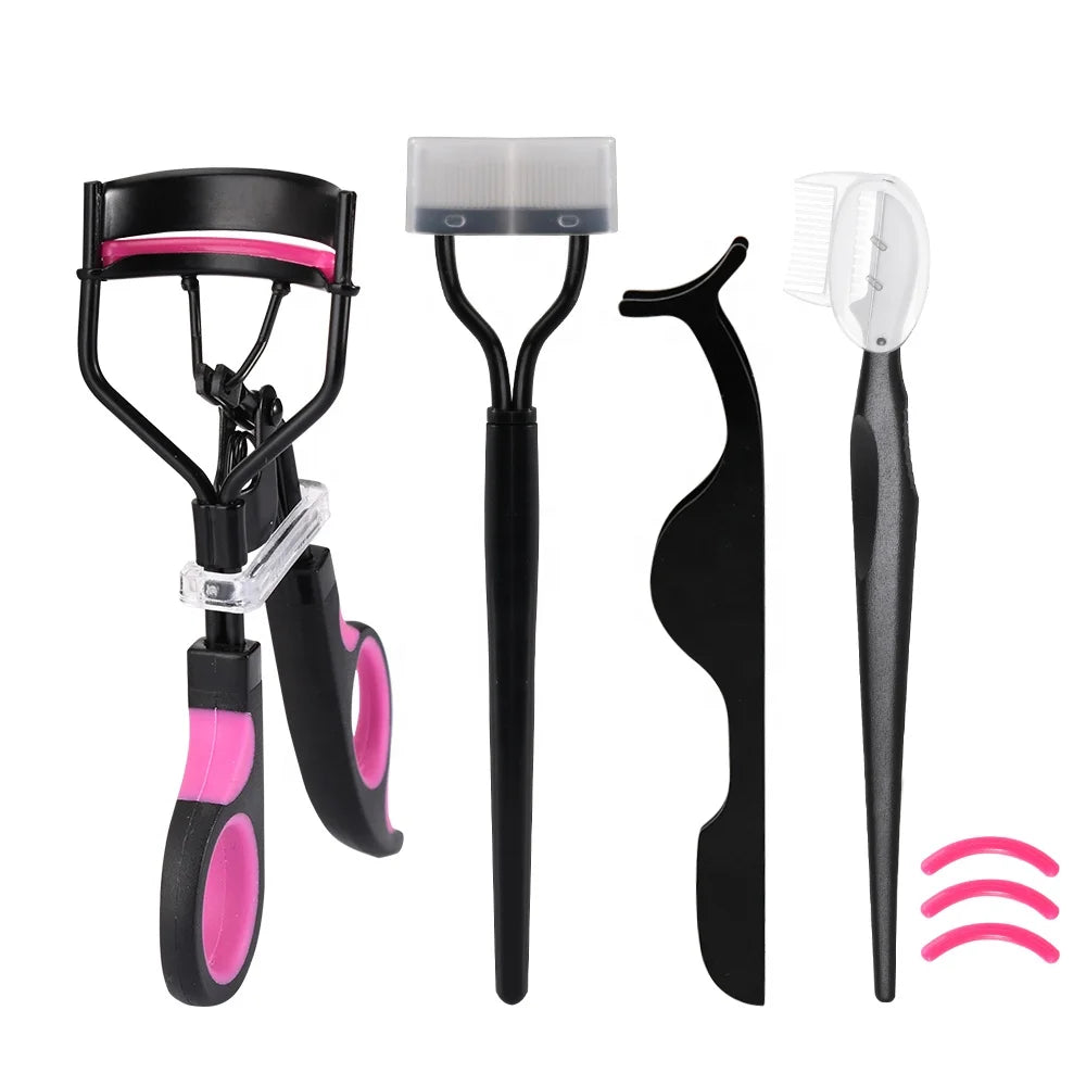 4 in 1 Eyelash Curler Tool Kit Lash Curler With Eyebrow Makeup Brush Refill Silicone Pads Lash Lift