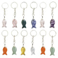 Natural Crystal Gemstone Keychain Good Quality Fish Shaped Gemstone Bag Key Accessories for Gifts