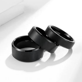 4mm/6mm/8mm Classic Tungsten Unisex Wedding Ring Black Plated Brushed Finish Daily Wear Jewelry
