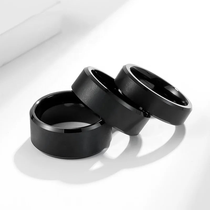 4mm/6mm/8mm Classic Tungsten Unisex Wedding Ring Black Plated Brushed Finish Daily Wear Jewelry
