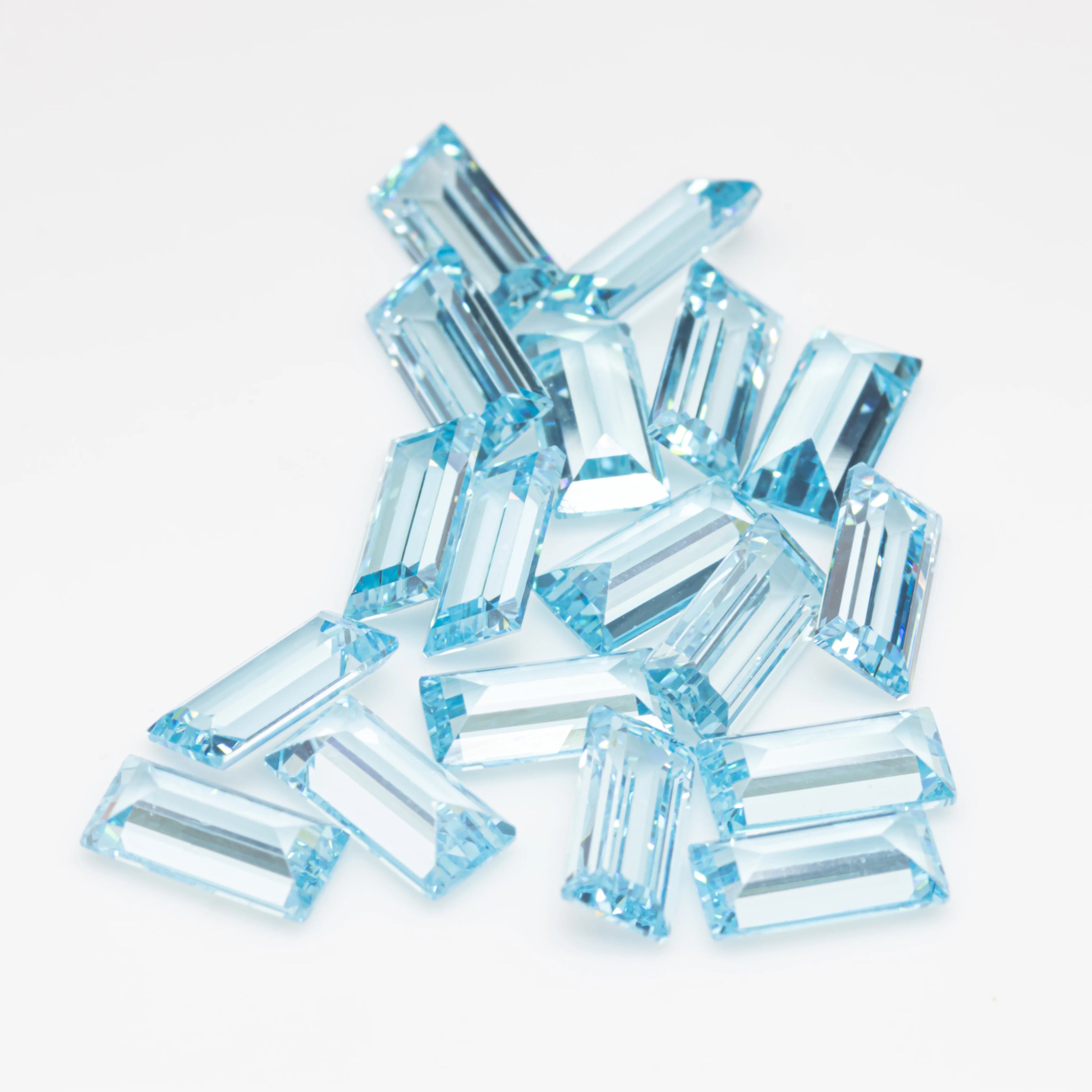 HanYu High Quality Baguette Cut CZ Stone Loose Aqua Blue Color Rectangle Shape Cubic Zircon Gemstone
