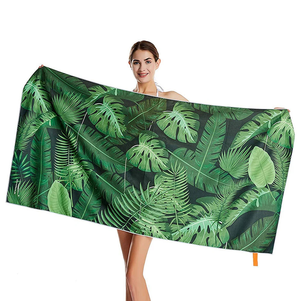 Microfiber Water Absorption Fast Drying Sand-Free Large Size Custom Logo Microfiber Beach Towel with Custom Design