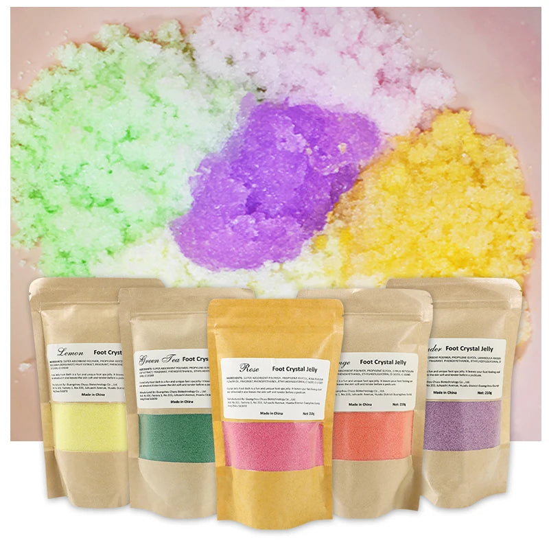 Lavender Crystal Jelly Foot Soak DIY Foot Bath Salt Private Label Spa Powder Massage Soften Whiten Jelly Pedicure Bulk Foot Salt