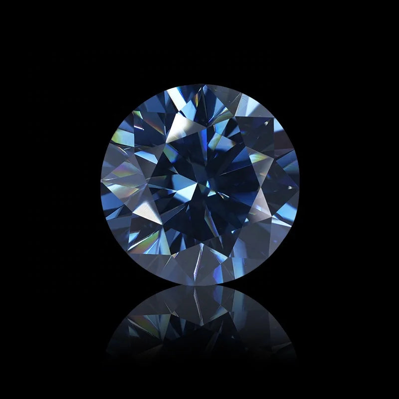 SICGEM Eight H&A Round Brilliant Cut Blue Lab Created 1ct 6.5mm Loose Moissanite with Color Play/Fire Third Party Certified