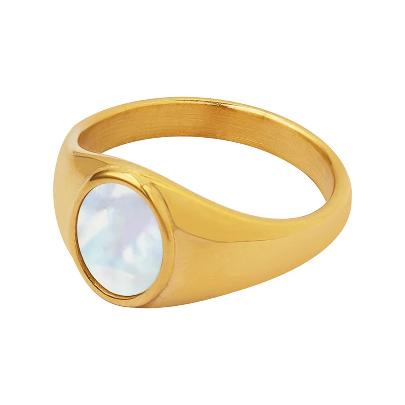 Factory White Seashell Ring Couple Ring Stainless Steel Color Fast Fashion Womens Jewelry Gold Engagement Rings Customized Size