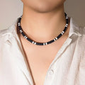 SHIXIN Minimalist Black White Color Soft Clay Beads Choker Necklaces for Women Men Statement Collar Necklaces Jewelry Gifts