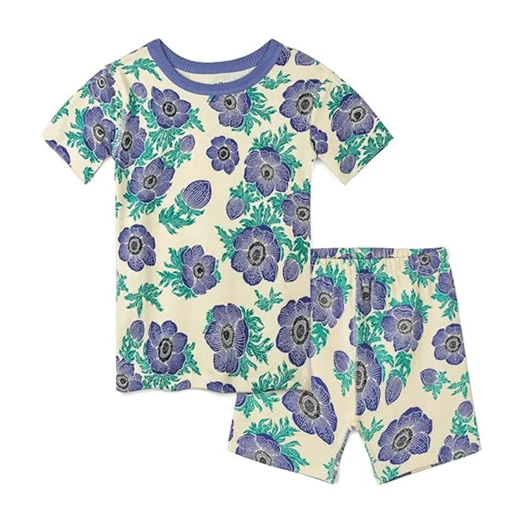 Fashion Sleepwear Sets Manufacturer Supply Price Pajama Suit Short Sleeve Lounge Bottoms No Fading PJ Two Pieces Low MOQ