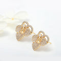 Unique Design 14K Gold Plated Can Set Pearls Bow-Knot Sunflower Clover Shape Stud Earrings